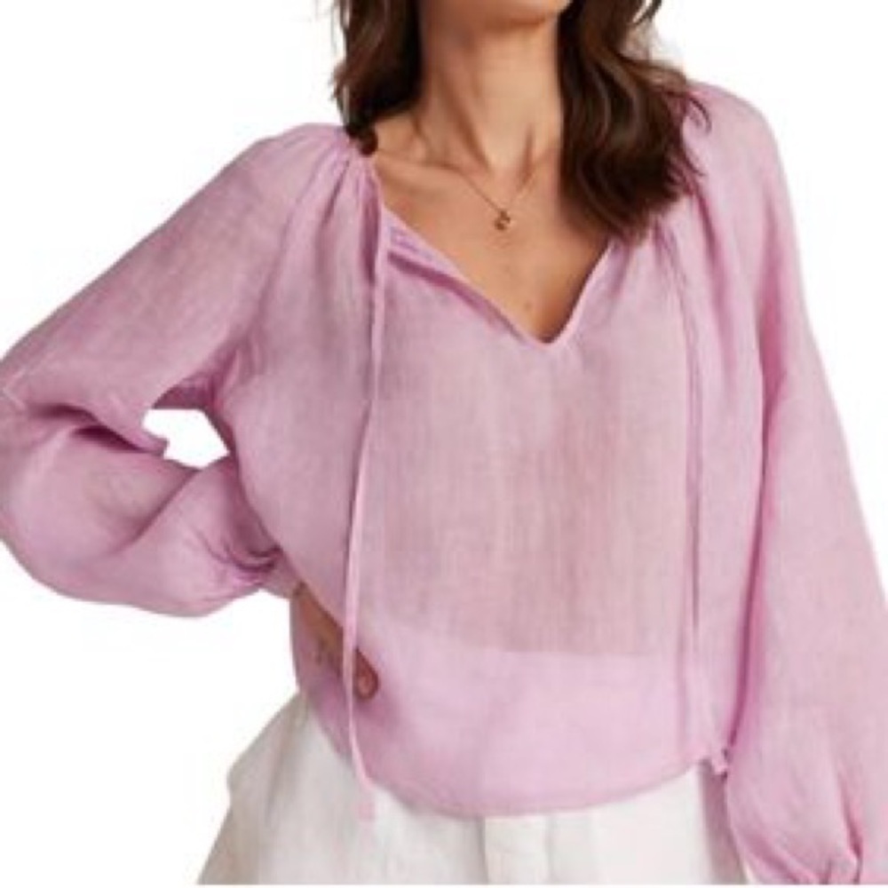 NWT Bella Dahl 100% Linen blouse pink shirt size Large